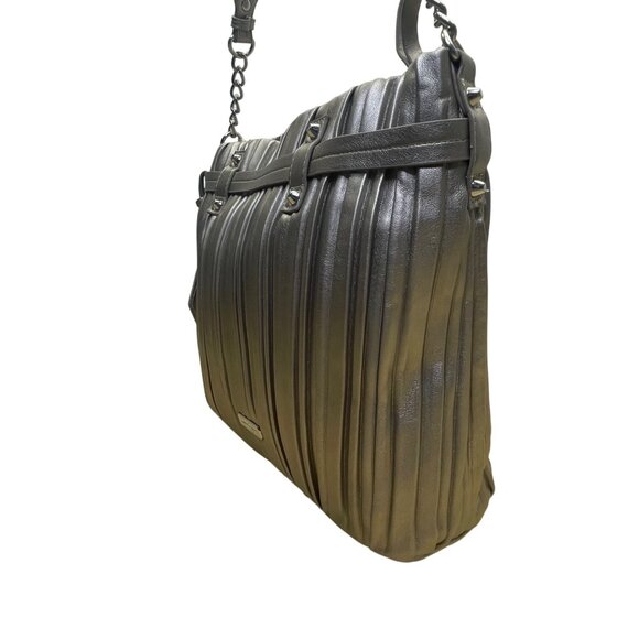 Jessica Simpson Women’s Platinum Metallic Pleated Chain-Strap Becca Handbag - Picture 4 of 16